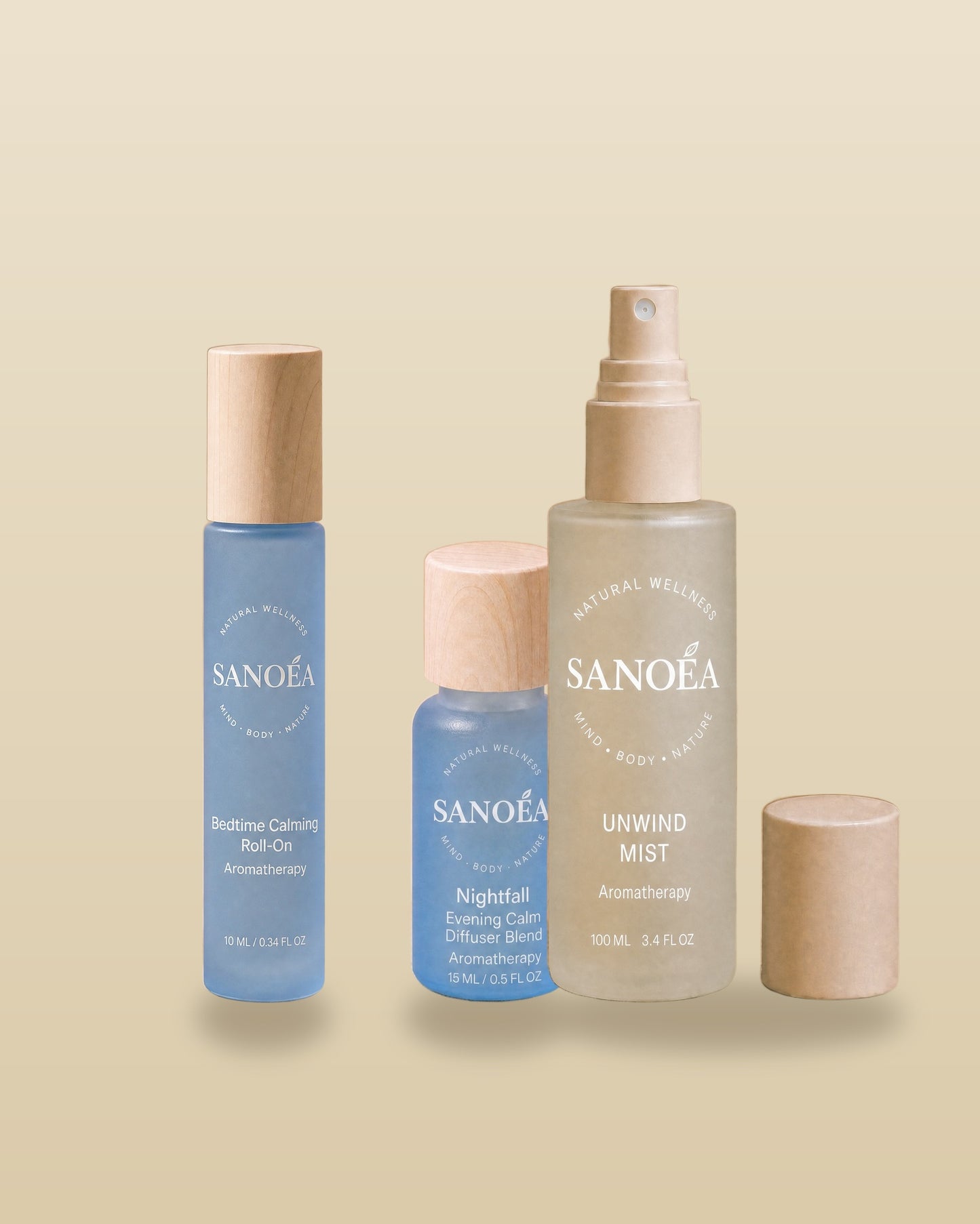 The Sanoéa Starter Ritual Kit — Bedtime Roll-On, Nightfall Diffuser Blend & Unwind Mist